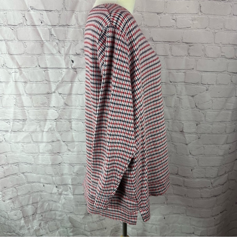 Lands' End red navy Cream Long Sleeve Boxy tunic top sz 1X cotton blend nautical - Picture 2 of 10